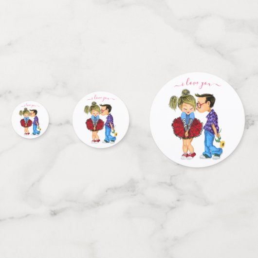 Cute Couple Confetti - I Love You - Custom Text (Derrière)