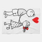 Cute Couple Cuisine Serviette Amour (Horizontal)