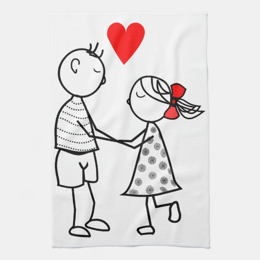 Cute Couple Cuisine Serviette Amour (Vertical)