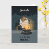 Cute Couple Custom Valentijnsdag Kaart (Gele Bloem)