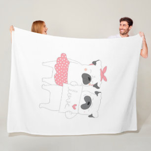 Cute Couple French Bulldog Love HONDENLIEFHEBBER Fleece Deken