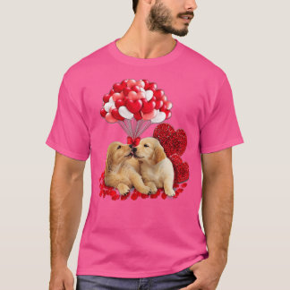 Cute Couple Golden Retriever Valentijnsdag Dog Lo T-shirt