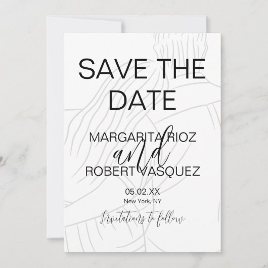 Cute Couple Hugging Script Save the Date Kaart (Voorkant)