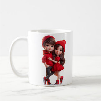 Cute Couple in Red – Romantic Love Mug  Koffiemok