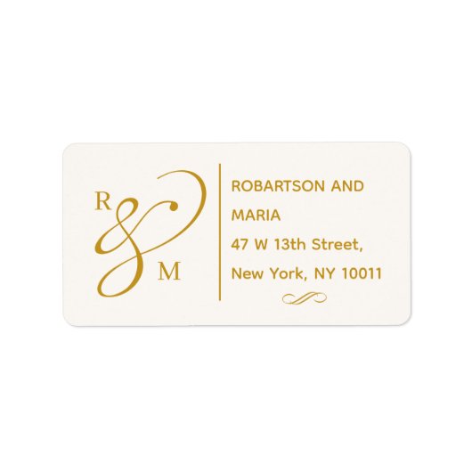 Cute Couple Monogram Return Address Label (Voorkant)