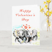 Cute Couple Olifant Valentijnsdag Kaart (Gele Bloem)