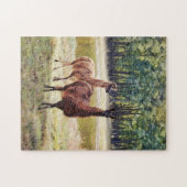 Cute Couple Paire de Llama Nature Art Puzzle (Horizontal)