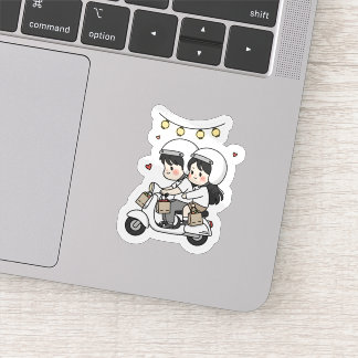 Cute Couple Scooter Trip | Romantic Travel Love  Sticker