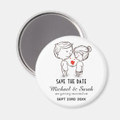 Cute Couple Tekening Save the Date Wedding Magneet (Voorkant / Achterkant)