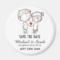Cute Couple Tekening Save the Date Wedding