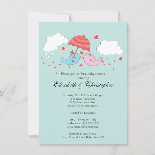 Cute Couple Tortelduifjes Baby shower Kaart (Voorkant)