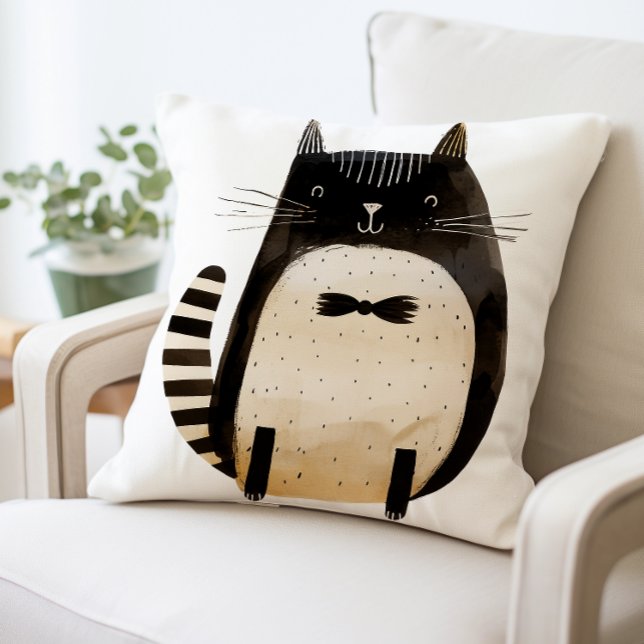 Cute Coussin de chat, noir et blanc (Créateur téléchargé)