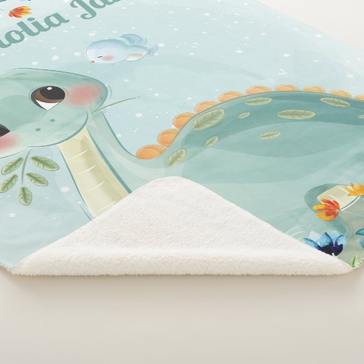 Cute couverture de dinosaure Turquoise avec Fleurs (3/4)