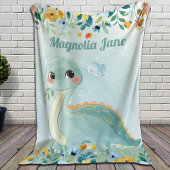 Cute couverture de dinosaure Turquoise avec Fleurs