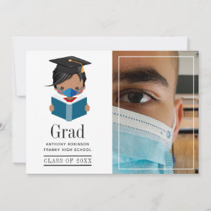 Cute Covid-19 Boy Afstuderen Foto Aankondiging