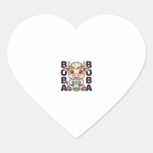 Cute Cow Boba Thee Vintage Gravure T-Shirt Ontwerp Hart Sticker