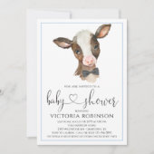 Cute Cow Boy Farm Baby Shower Invitations (Devant)