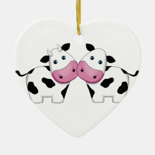 Cute Cow Couple Keramisch Ornament