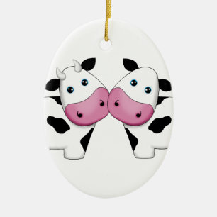 Cute Cow Couple Keramisch Ornament