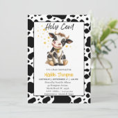 Cute Cow Farm Thème Baby shower Invitation (Debout devant)
