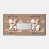Cute Cow Meilleurs amis Hug Floral Art (Clavier et souris)