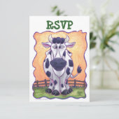 Cute Cow Party Center RSVP Kaartje (Staand voorkant)