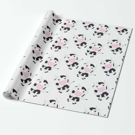Cute Cow Pattern Cadeaupapier (Uitgerold)