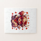 Cute Cow Red Hearts Puzzles  (Horizontal)