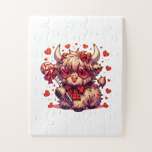Cute Cow Red Hearts Puzzles  (Vertical)