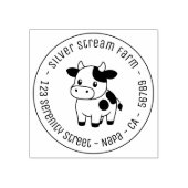 Cute Cow Round Business Address Rubberstempel (Afrduk)
