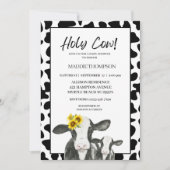 Cute Cow Sunflowers Farm Baby shower Invitation (Devant)