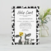 Cute Cow Sunflowers Farm Baby shower Invitation (Debout devant)