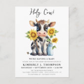 Cute Cow Sunflowers Farm Baby shower Invitation (Devant)