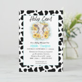 Cute Cow Sunflowers Farm Baby shower Invitation (Debout devant)