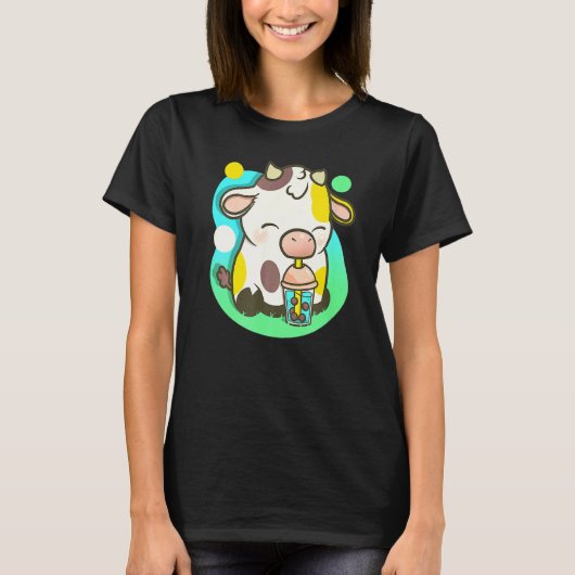 Cute Cow Tea Bubble Tea  Cow T-shirt (Voorkant)