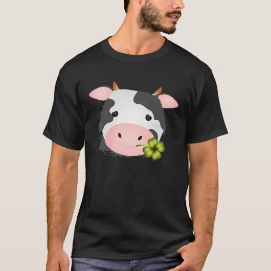 Cute cow with c leaf for farm fans t-shirt (Voorkant)