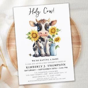 Cute Cow Zonnebloemen Modern Eenvoudige Boerderij  Kaart
