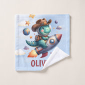Cute Cowboy Astronaut Dinosaur Roulage de fusée sp (Gant de toilette)