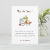 Cute Cowboy Boho Baby shower Carte de remerciement (Debout devant)