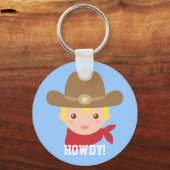 Cute Cowboy Boy Personalized Sleutelhanger (Voorkant)