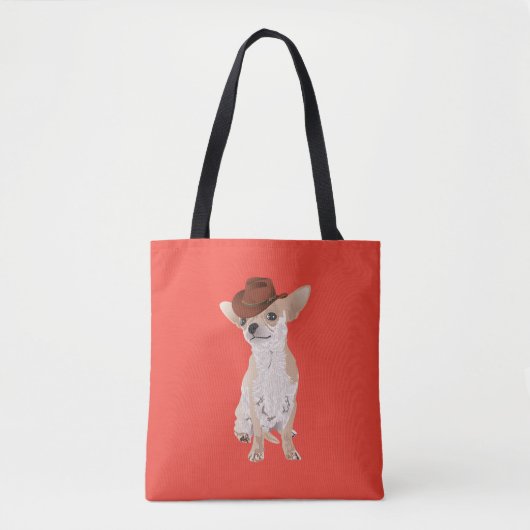 Cute Cowboy Chihuahua Dog Canvas tas (Voorkant)