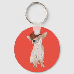 Cute Cowboy Chihuahua Dog Sleutelhanger