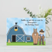 Cute Cowboy et Horse Boys Invitation Anniversaire (Debout devant)