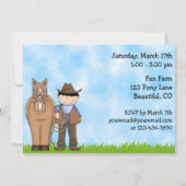 Cute Cowboy et Horse Boys Invitation Anniversaire (Dos)