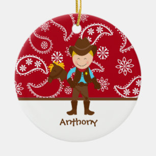 Cute Cowboy met Red Ornament
