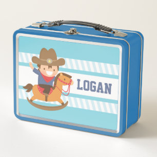 Cute Cowboy on Rocking Horse Boys Lunch Box