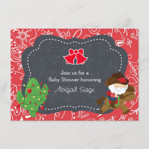 Cute Cowboy Santa and Horse Holiday Baby shower Kaart