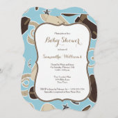 Cute Cowboy Theme Baby shower Invitation Bleu Brow (Devant / Derrière)