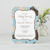 Cute Cowboy Theme Baby shower Invitation Bleu Brow (Debout devant)