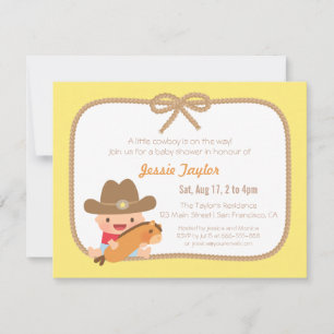 Cute Cowboy Westerne Thleed Baby Shower-uitnodigin Kaart